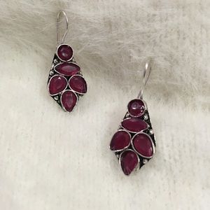 ⚡️ silver alike ruby drop earrings